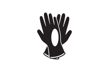 Black and white glove silhouette icon Pair of gloves minimalist vector design
