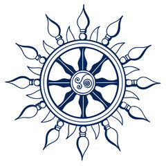 Obraz premium Illustration of a dharma wheel, symbolizing buddhism, dharma, and the path to enlightenment and spiritual growth