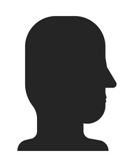 Abstract human profile silhouette in dark 2D black filled object. Identity, psychology. Person shape. Minimalistic silhouetted head isolated clipart vector ink item. Monochrome spot illustration