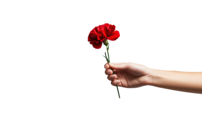 Carnation Revolution Symbol - Red Flower on Transparent