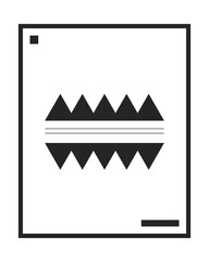 Abstract framed geometric wall art 2D line object. Minimalist poster with triangular shapes. Modern artwork. Scandinavian decor isolated clipart vector ink outline item. Monochrome spot illustration