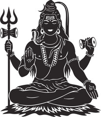 lord shiva Hindu god character vector illustration
