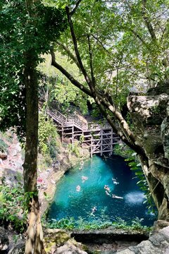 Aerial view of cenote in M&eacute;rida Mexico