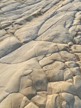 White limestone rocks texture in Sicily, typical rocks of Eraclea minoa near Agrigento.