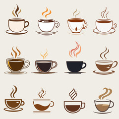 minimal line art coffee cup icon design, elegant coffee cup symbol for branding, minimal coffee cup collection for business and café style, vector illustration,