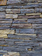 Stacked slate stone wall pattern background texture