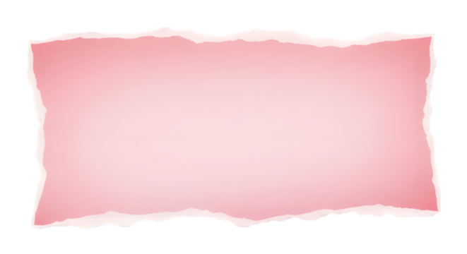 Pink torn paper with rough edges isolated on transparent background for text