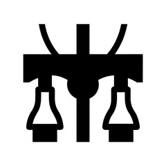 Abstract modern chandelier silhouette with hanging lamps silhouette