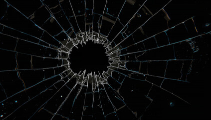 Fototapeta premium Intricate Sprawl of Shattered Glass in Deep Black