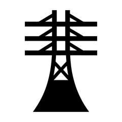 Black silhouette of a tall electricity pylon
