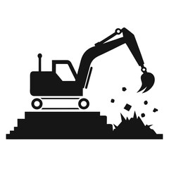 Excavator digging dirt construction silhouette
