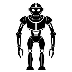 Retro robot standing with arms outstretched silhouette