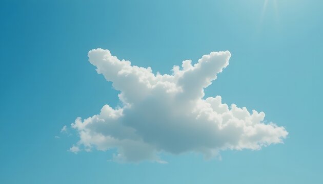 Airplane Cloud Formation Against Bright Blue Sky