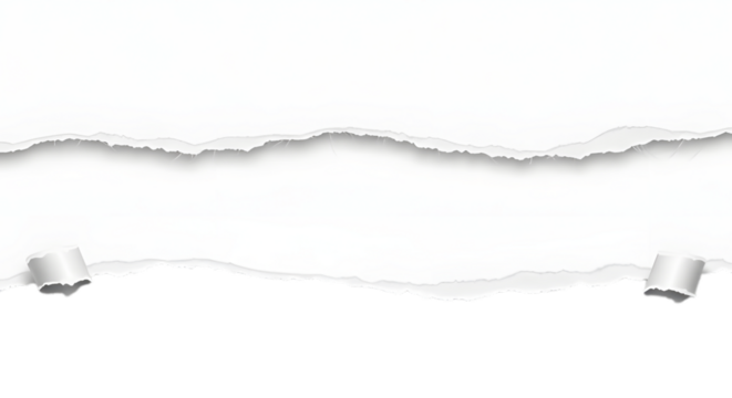 Torn paper with curled edges isolated on transparent background for your design