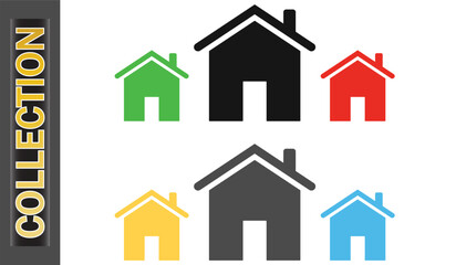 Colorful Home and House Icon Collection