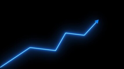 Neon business growth arrow animation. abstract business down to up arrow animation. Glowing neon graph lines that are sloping downward. - Powered by Adobe