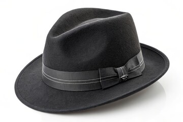 Elegant black fedora hat isolated on white background, a timeless fashion accessory