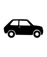 Compact car silhouette vector graphic, side view, transportation
