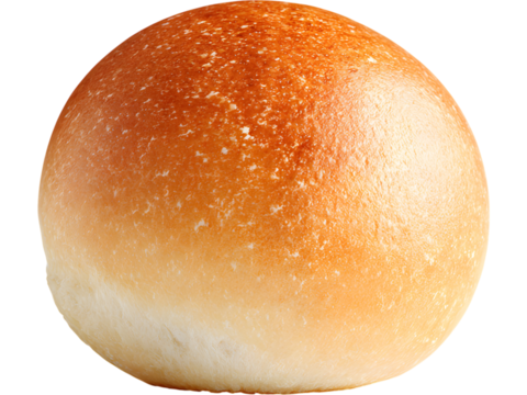 Soft plain bread bun isolated on transparent background, perfect for food or bakery design themes.