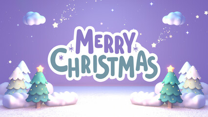Christmas greeting card 3d with snow background