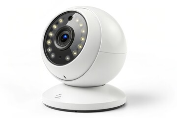 White security camera isolated on white background for home or business use