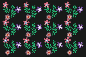 Stylized Floral Embroidery Vector Pattern