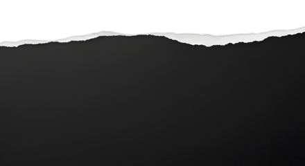 Black torn paper with rough edges isolated on transparent background, for design