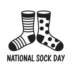 National sock day illustration with striped and polka dot socks