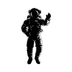 silhouette of an astronaut against a white background