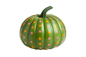 Festive Green Pumpkin with Polka Dots A Cheerful Autumn Decoration for Your Home or Holiday Celebration