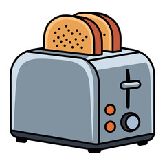 Cartoon Toaster with Toast A Kitchen Appliance Illustration.