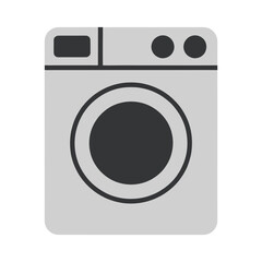 Frontloading washing machine icon in gray tones.