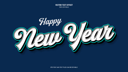 Happy new year 3d text style editable text effect