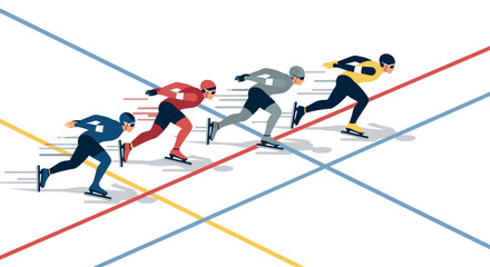 Obraz premium Isometric speed skating race athletes competing on ice