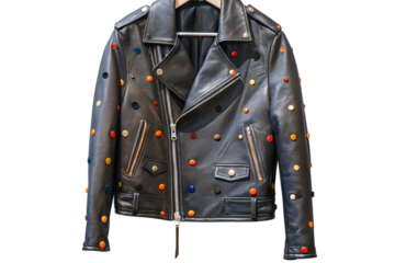 Studded Black Leather Biker Jacket Hanging | Fashion, Style, and Edgy Appeal