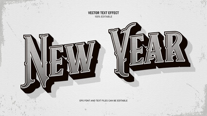 Happy new year text effect, vintage classic style text effect