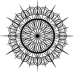 Black and white mandala pattern isolated on white background