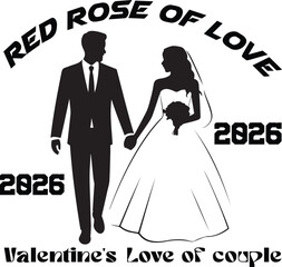 Silhouette of a wedding couple holding hands, isolated on white background