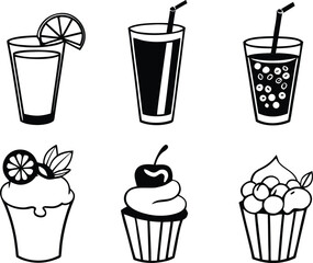 set of vector icons of drink