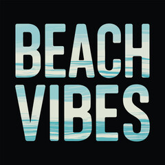 Beach Vibes Summer Typography T-Shirt Design with Ocean Wave Texture