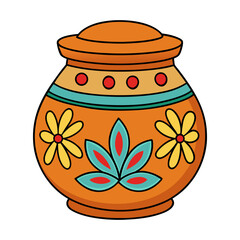 clay pot with painted floral design