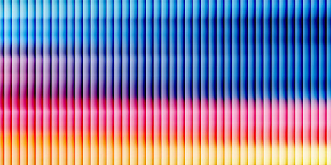 Aesthetic ribbed fractal glass texture. Modern pink, blue and purple gradient pattern. Frosted acrylic surface of door, window, roofs. Wavy striped blurry wallpaper.