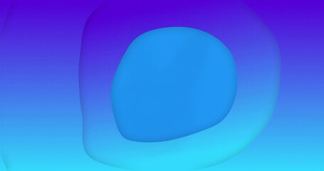 Showing vivid blue rounded shape floating over smooth purple cyan gradient, abstract composition