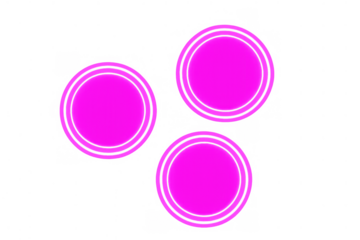 Three neon pink glowing circles on transparent background providing minimalist energy display