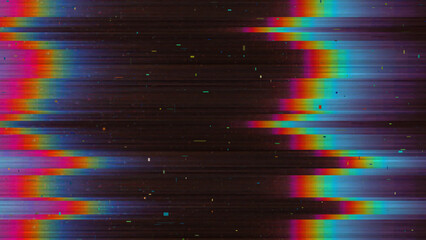 Obraz na płótnie Canvas Colorful VHS Glitch Screen Effect. Abstract Technology Vector Background in Retro Style