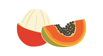 Fresh and vibrant papaya fruit, peeled and sliced, ready to eat.