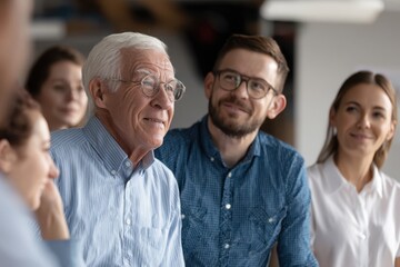 Fototapeta premium Group Portrait of Smiling Multigenerational Team in Office Setting.