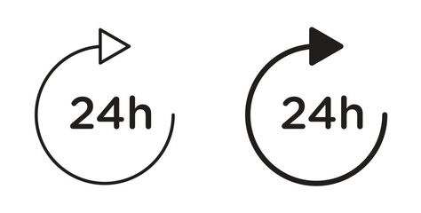 24 Hrs icons set isolated on white background flat vector illustration.