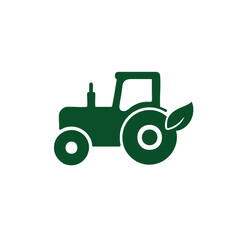 Eco farming tractor icon with leaf