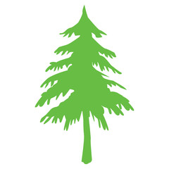 Minimal Green Pine Tree Vector Illustration
